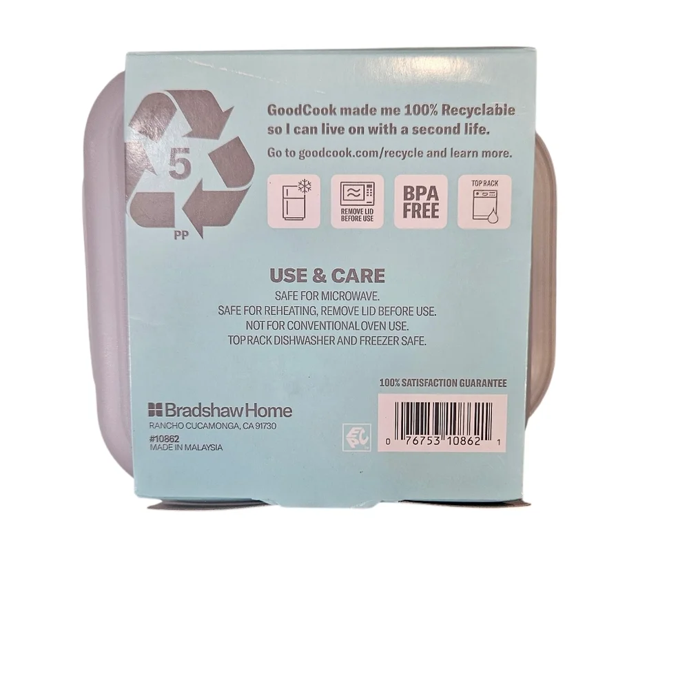 GoodCook EveryWare | Large Square Containers with Blue Lids | 5 count - Picture 3 of 4